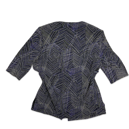 Vintage 80s Blue Purple Gold Lurex Shimmer Festival Blouse 14 16