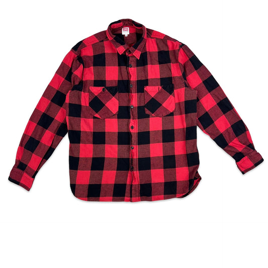 00s Edwin Black & Red Checked Flannel Shirt S M