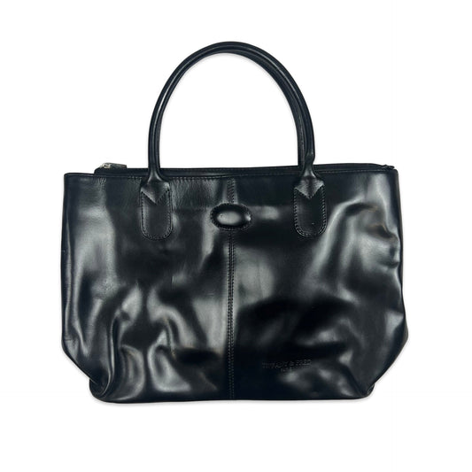 Vintage 90s Black Tiffany & Fred Leather Handbag