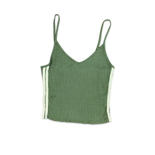 90s Y2K Green White Crop Top Vest 6 8