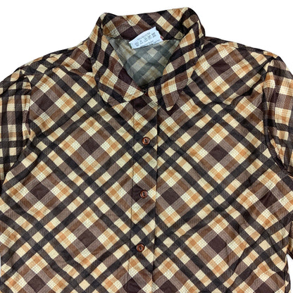 Vintage 90s Brown Check Blouse 8 10