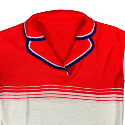 Vintage 70s 80s Red White & Blue Striped Short Sleeved Top 8 10