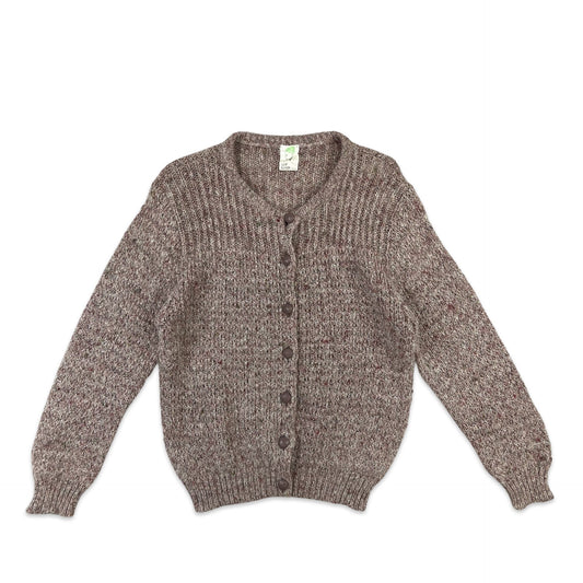 Vintage Mohair Button Up Cardigan Pink Brown 10 12