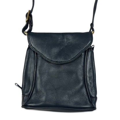 Vintage 90s Navy Gold Mini Leather Handbag
