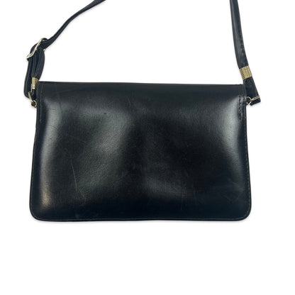 Vintage 80s Black Gold Crossbody Handbag