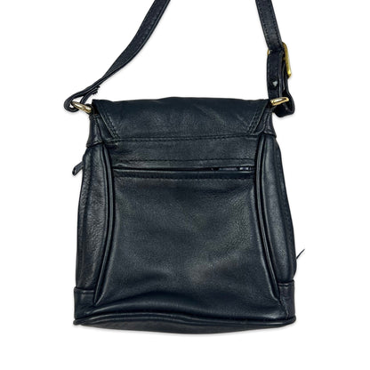 Vintage 90s Navy Gold Mini Leather Handbag