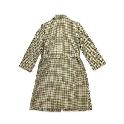 Vintage Midi Wool Coat Dogtooth Brown Cream 8 10