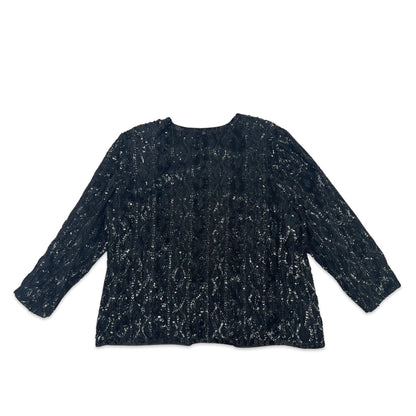 Vintage 80s Black Sequin Jacket Black 16