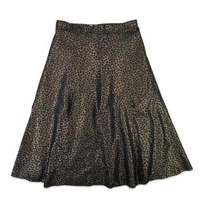 80s Vintage Gold Sparkle Patterned Skirt 14