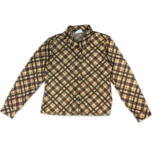 Vintage 90s Brown Check Blouse 8 10
