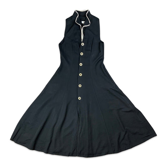 Vintage 90s Black Button Up Maxi Dress 8 10