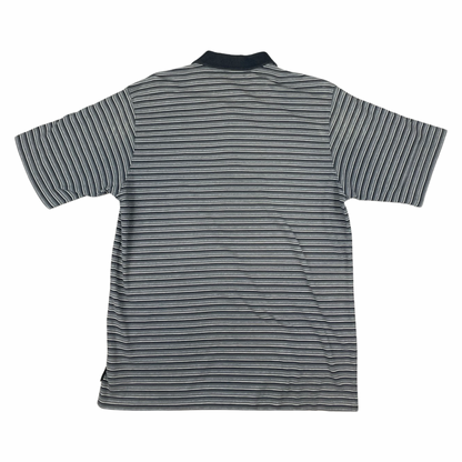 Vintage Y2K Adidas Grey Striped Polo Shirt M