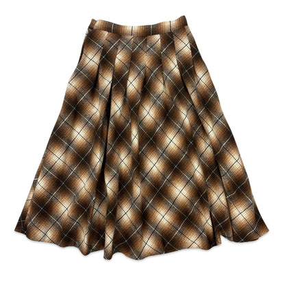 Vintage Brown Pleated Wool Skirt 6