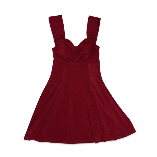Vintage 90s Velvet Skater Dress Red 10 12