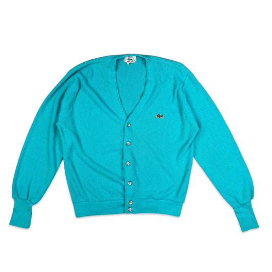 80s Vintage Lacoste Knit Cardigan Blue M L XL