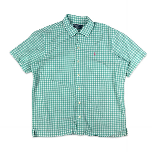 00s Vintage Ralph Lauren Gingham Shirt Blue White L XL