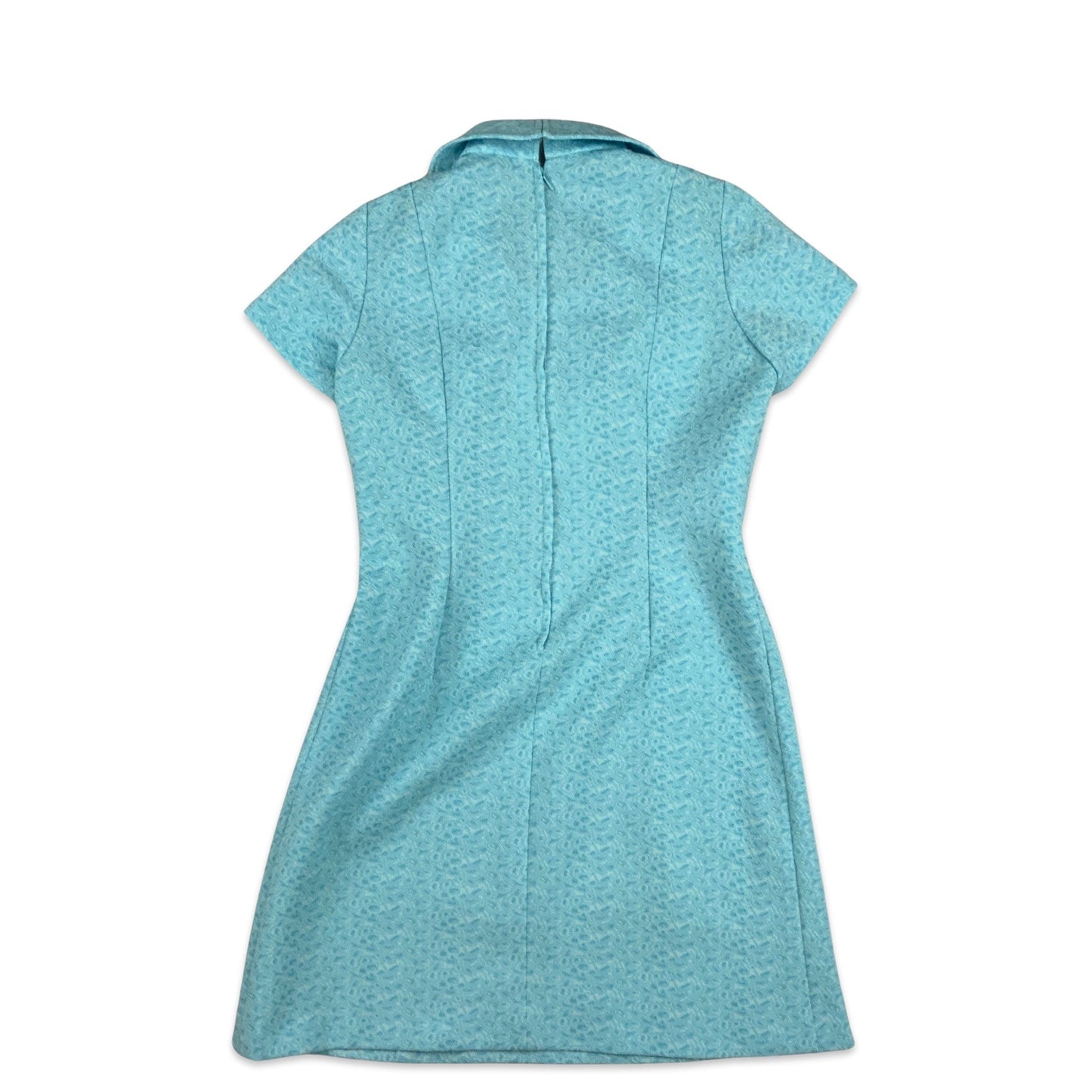 60s 70s Vintage Lace Dress Blue 10 12