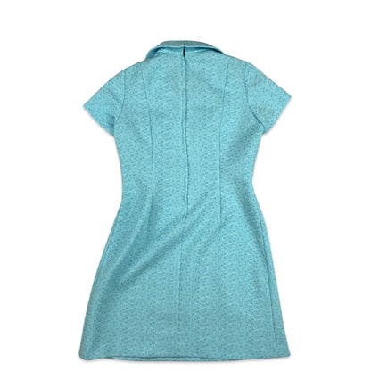 60s 70s Vintage Lace Dress Blue 10 12