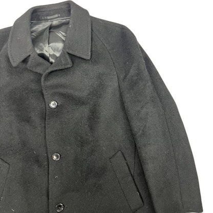 Vintage 80s Black Wool Midi Coat Large
