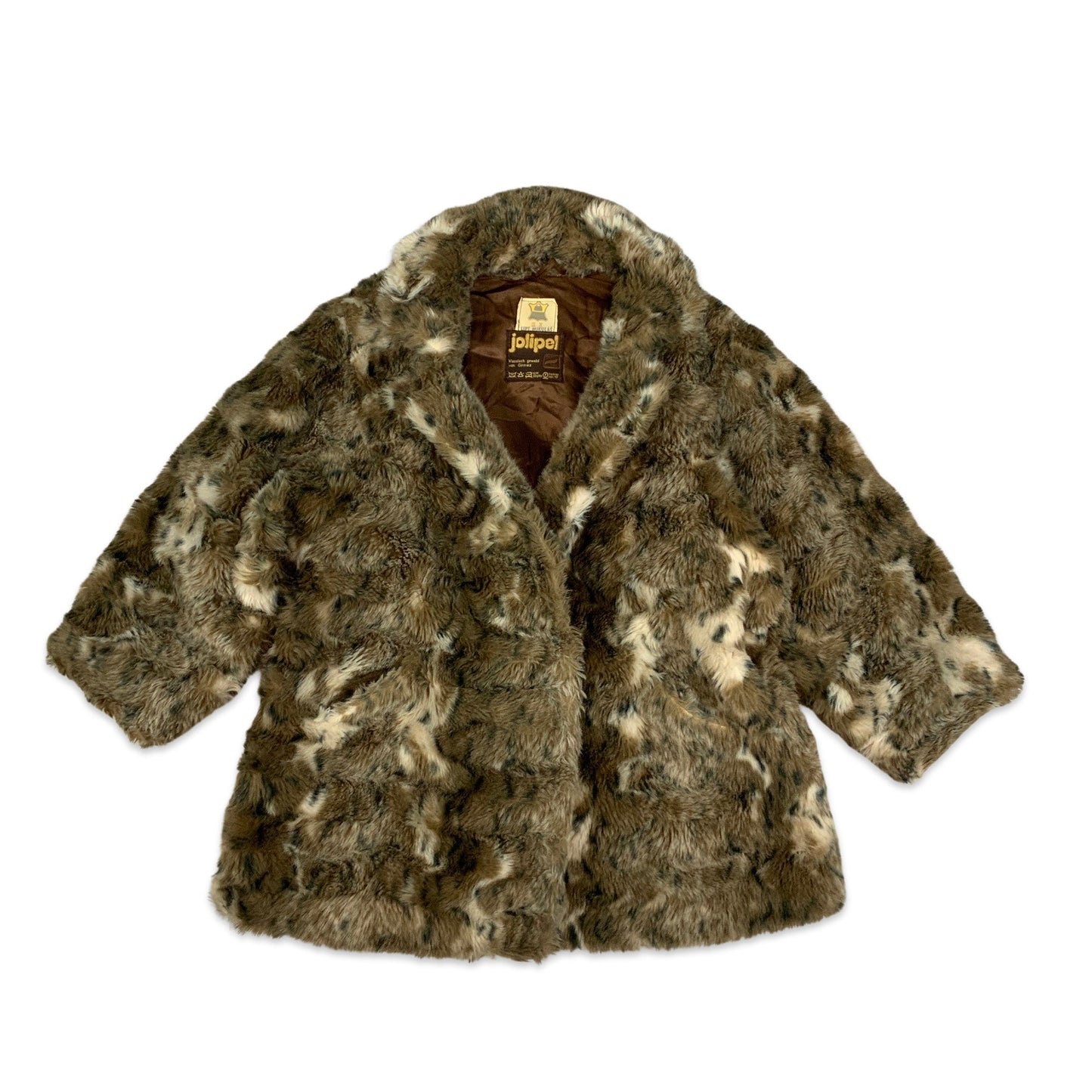 Vintage Brown Cream Faux Fur Teddy Bear Coat 10 12 14 16