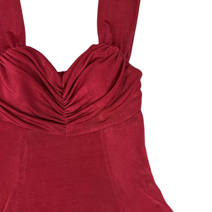 Vintage 90s Velvet Skater Dress Red 10 12