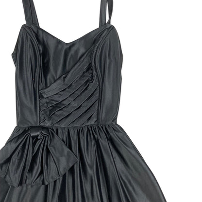 Vintage 80s Black Midi Party Dress 4 6