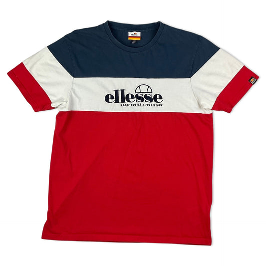 Ellesse Navy White & Red Logo Print Tee S M