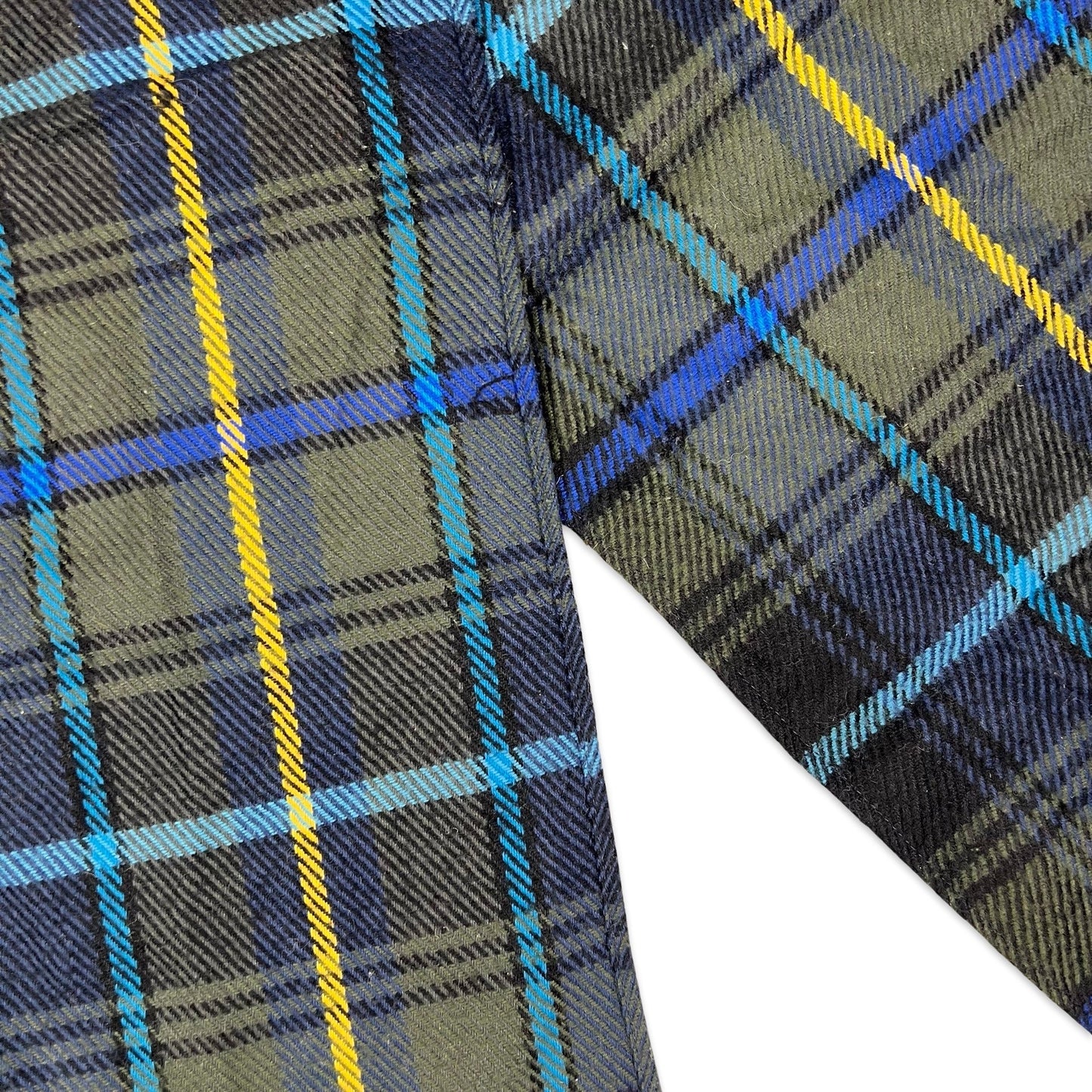 Vintage Plaid Knit Scarf Green Blue Yellow