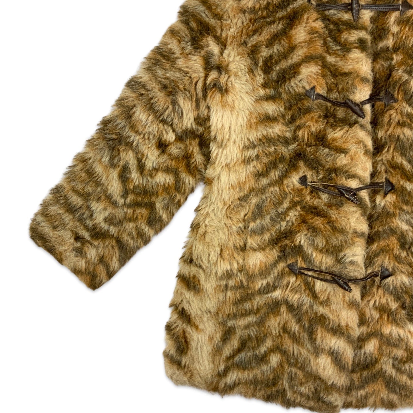 Vintage Y2K Animal Print Faux Fur Coat 8 10 12