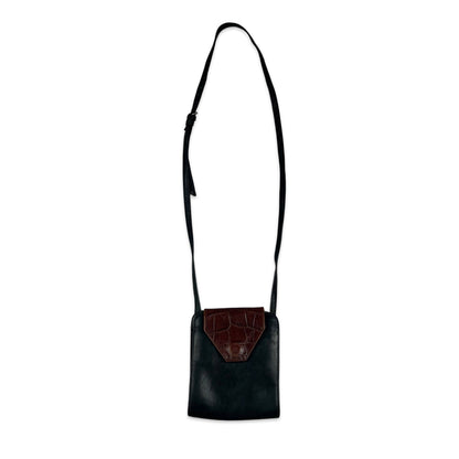 Vintage Black Brown Crossbody Leather Handbag