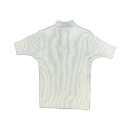 Vintage 90s White Short Sleeved Jumper 8 10 12