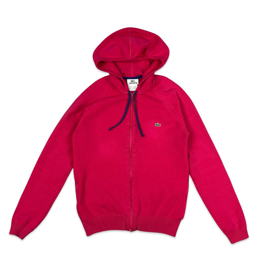 90s 00s Vintage Lacoste Double Zip Knit Jumper Pink 6 8 10