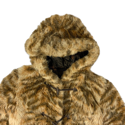 Vintage Y2K Animal Print Faux Fur Coat 8 10 12