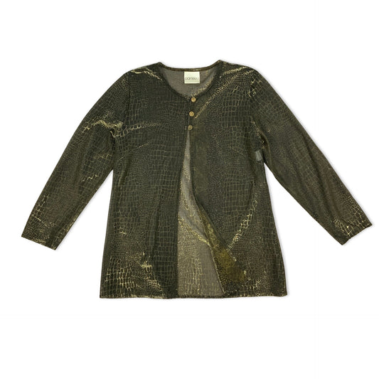 Vintage Y2K Gold and Black Lurex Blouse 14 16 18