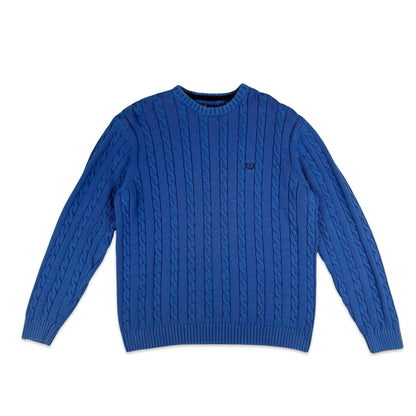 Vintage Chaps Ralph Lauren Cable Knit Jumper Blue L XL