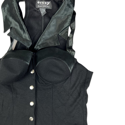 Vintage 90s Racer Back Collar Dress Black 8 10