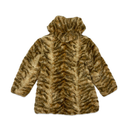 Vintage Y2K Animal Print Faux Fur Coat 8 10 12