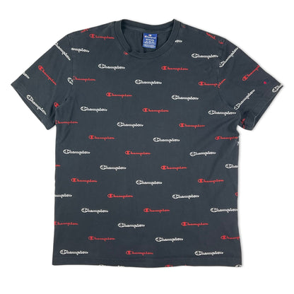 Champion Logo Print Black Tee S M