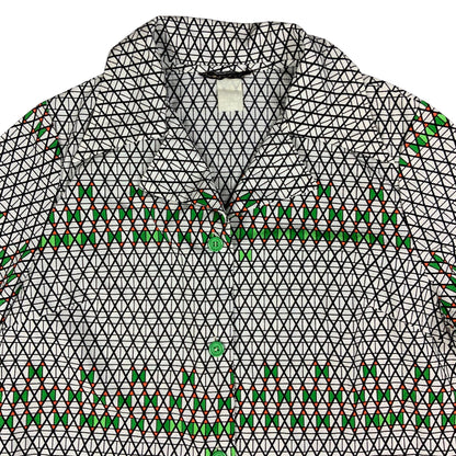 Vintage 80s Black & Green Geometric Print Blouse 12 14