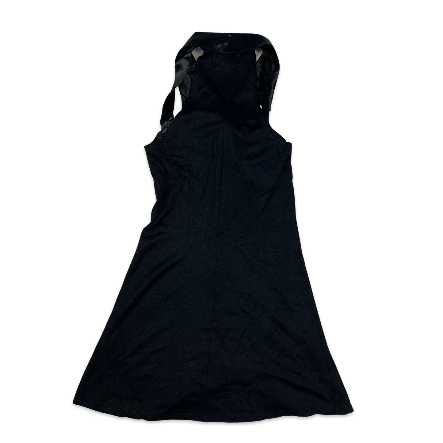 Vintage 90s Racer Back Collar Dress Black 8 10