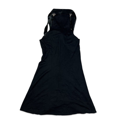 Vintage 90s Racer Back Collar Dress Black 8 10