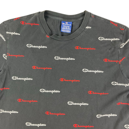 Champion Logo Print Black Tee S M