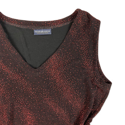 Vintage 90s C&A Red Black Lurex Shimmer Festival Vest Top 10
