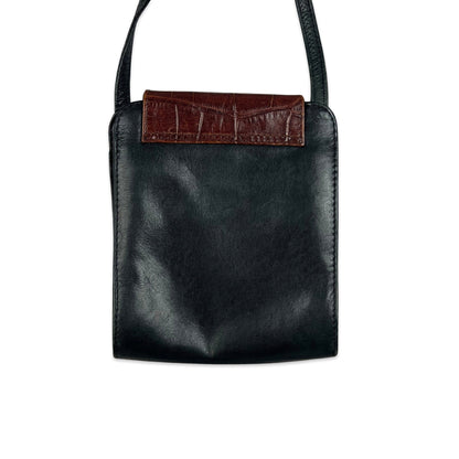 Vintage Black Brown Crossbody Leather Handbag