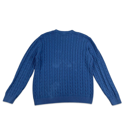 Vintage Chaps Ralph Lauren Cable Knit Jumper Blue L XL