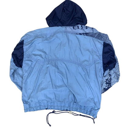 VTG 80s 'NIKE' BLUE PURPLE 1/4 ZIP PULLOVER HOODED TRACK JACKET WINDBREAKER 2XL