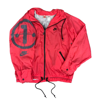 RARE 90s 'NIKE' RED GRAPHIC PRINT GREY LINING STREETWEAR CASUAL WINDBREAKER 2XL