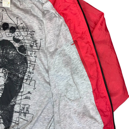 RARE 90s 'NIKE' RED GRAPHIC PRINT GREY LINING STREETWEAR CASUAL WINDBREAKER 2XL