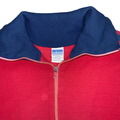 RARE 1970s ADIDAS RED BLUE STRIPED WEST GERMANY ZIP-UP TRAINING TRACK JACKET M/L