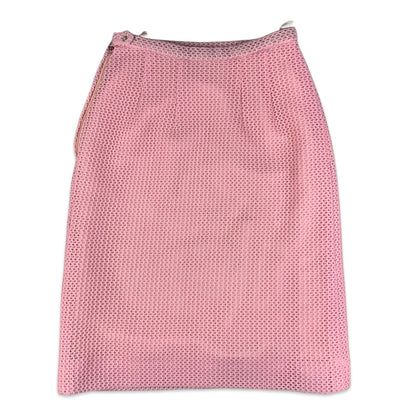 Vintage Pink Woven Midi Pencil Skirt 4